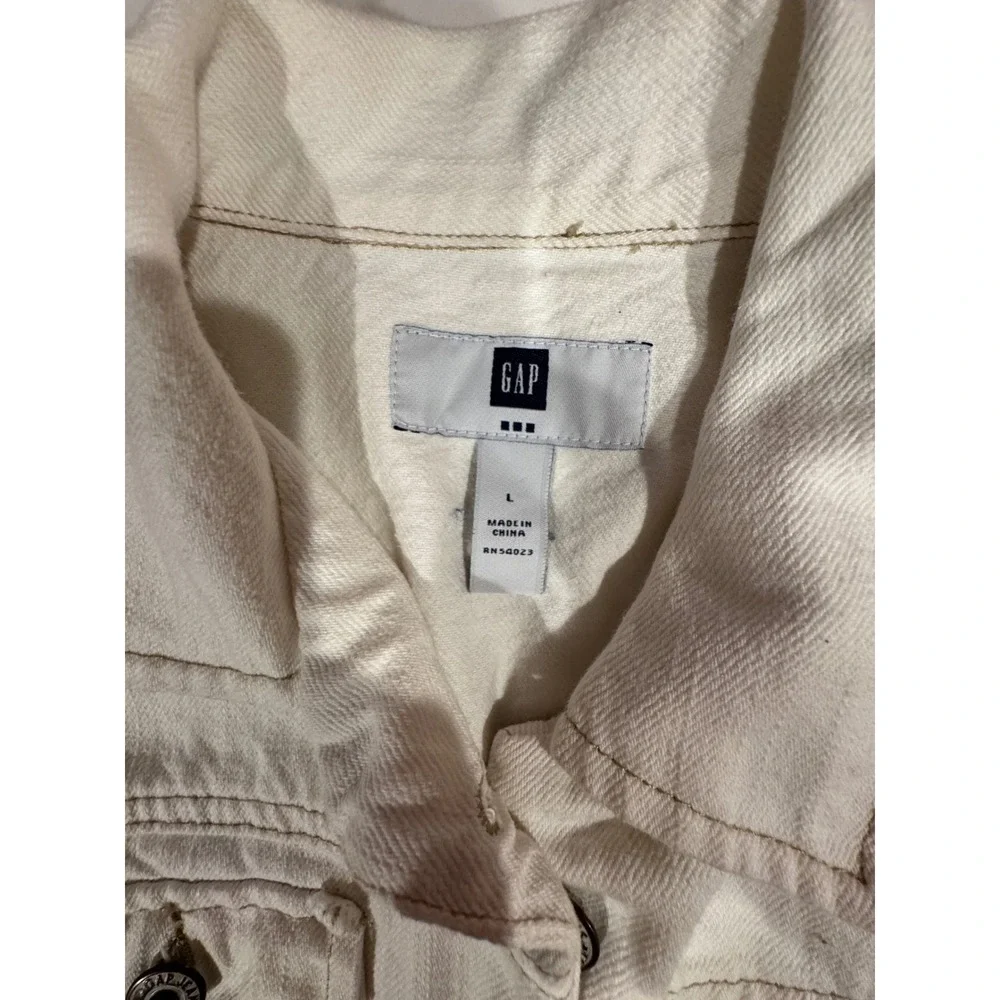 Gap Kids‎ Girls Denim Jacket Off White Cream Button Up Trucker Coat Size L